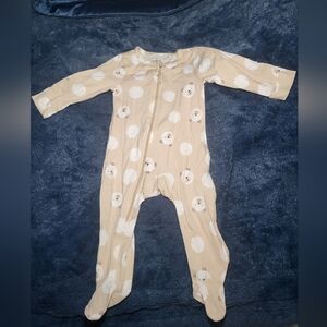 Cute Beige Bear Print Kids Footie